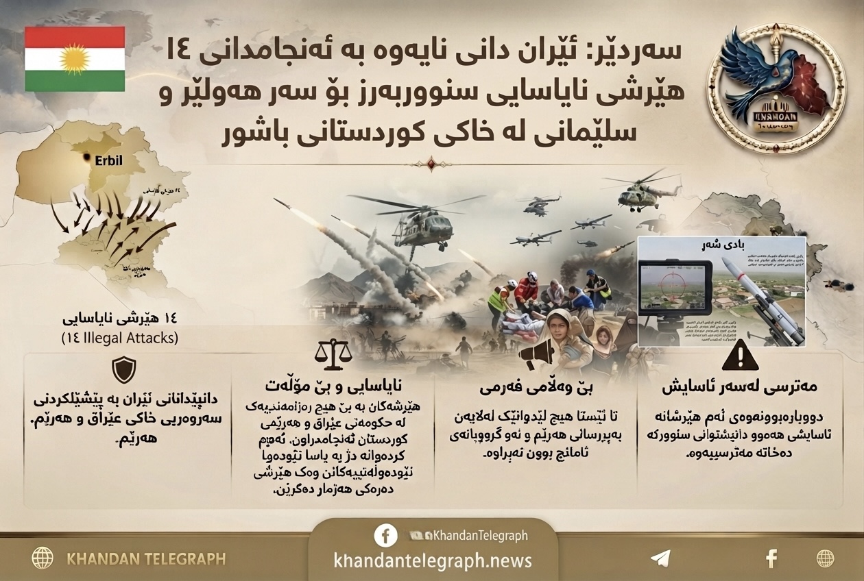  ئێران دانی نایەوە بە ئەنجامدانی ١٤ هێرشی نایاسایی سنووربەرز بۆ سەر هەولێر و سلێمانی لە خاکی موردستانی باشور